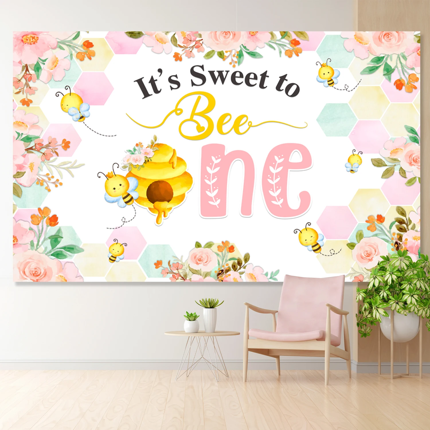 Cute Little Bee Baby Birthday Party Background Decoration Supplies Banner Sunflowers Sweet Newborn Baby Shower Photo Shoot Props