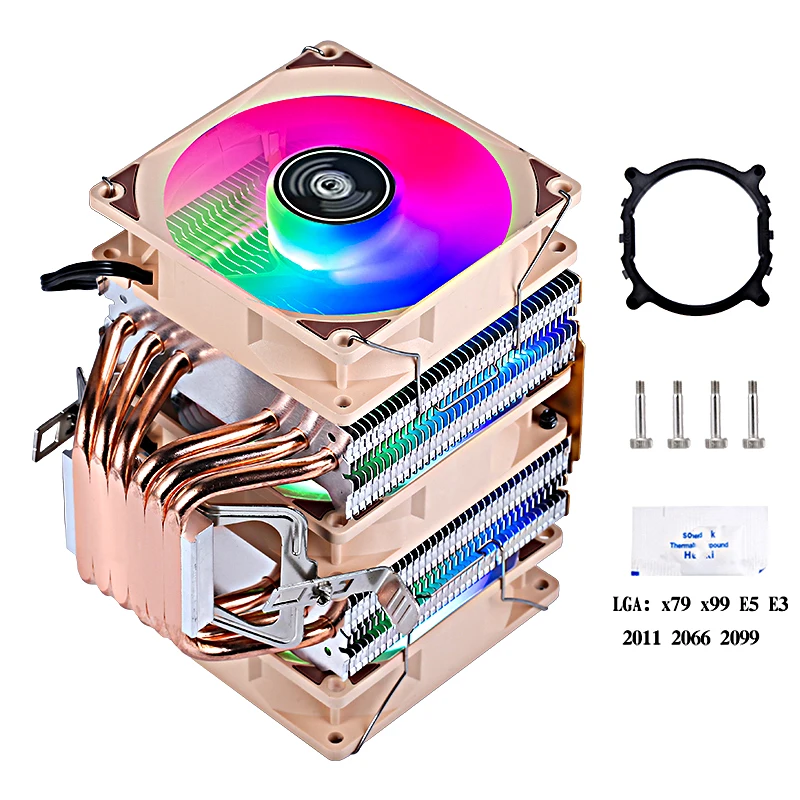 6 Heat Pipe Twin Towers processore CPU raffreddamento ventola PWM installazione LGA2011 x79 x99 E5 E3 2066 AMD scelta preferita del giocatore di gioco