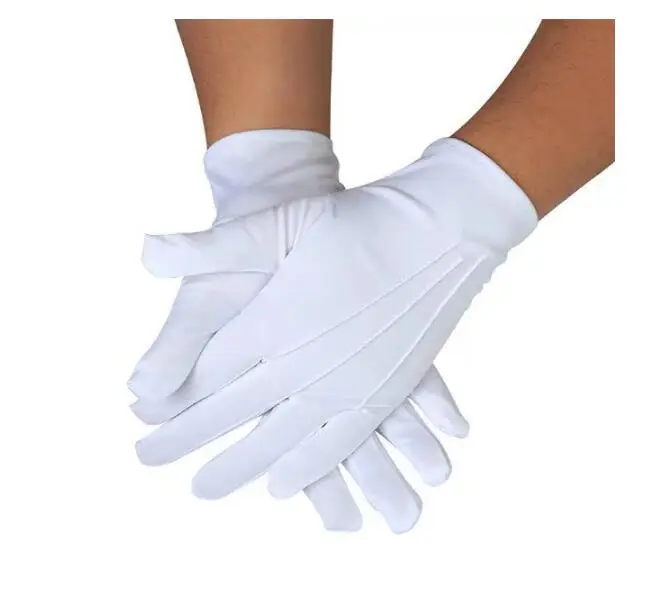 Gants blancs de parade de protection des mains pour hommes et femmes, accessoires de réception d\'honneur, magicien formel, doigts complets