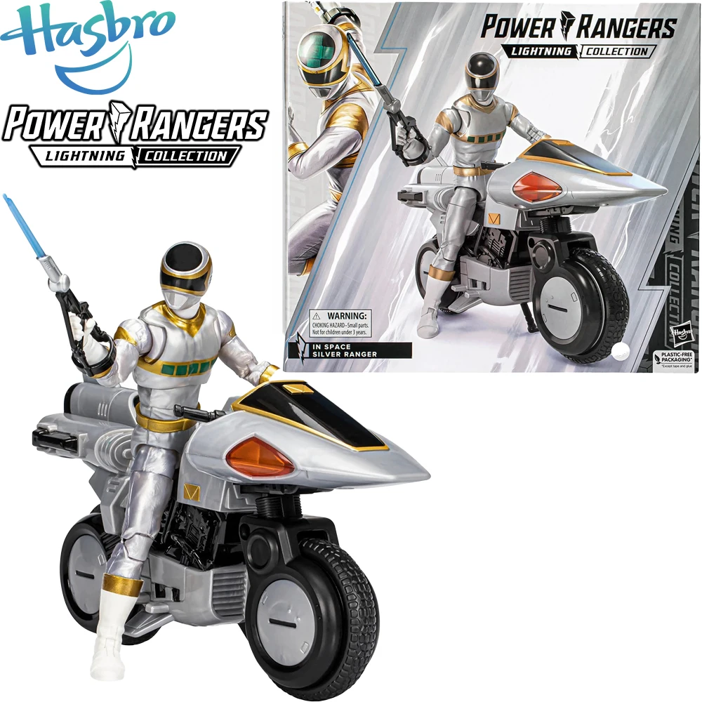 In Stock Original Hasbro Power Rangers In Space Lightning Collection In Space Sliver Ranger Cycle Set Collectible Action Figures