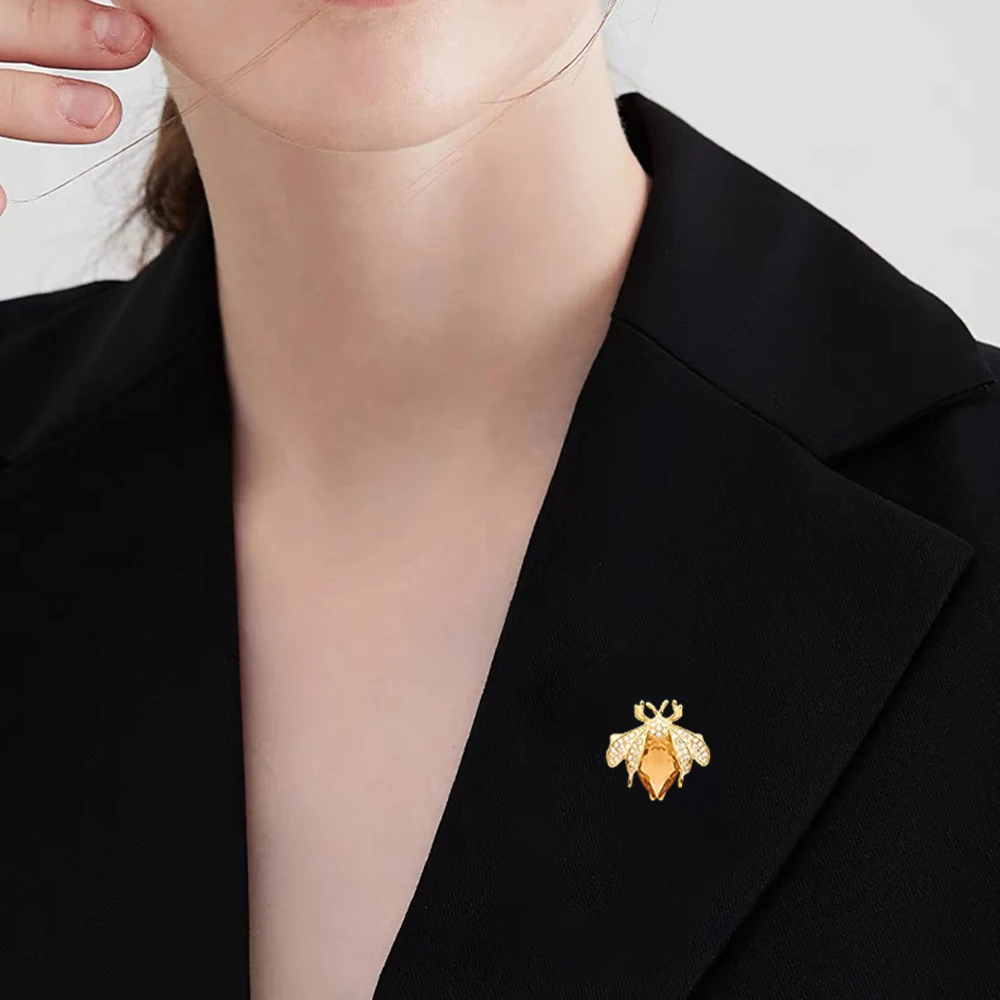 Twinkle Little Bee Zircon Brooch For Women Lnsects Style CZ Wings Fashion Personality Suit Accessories