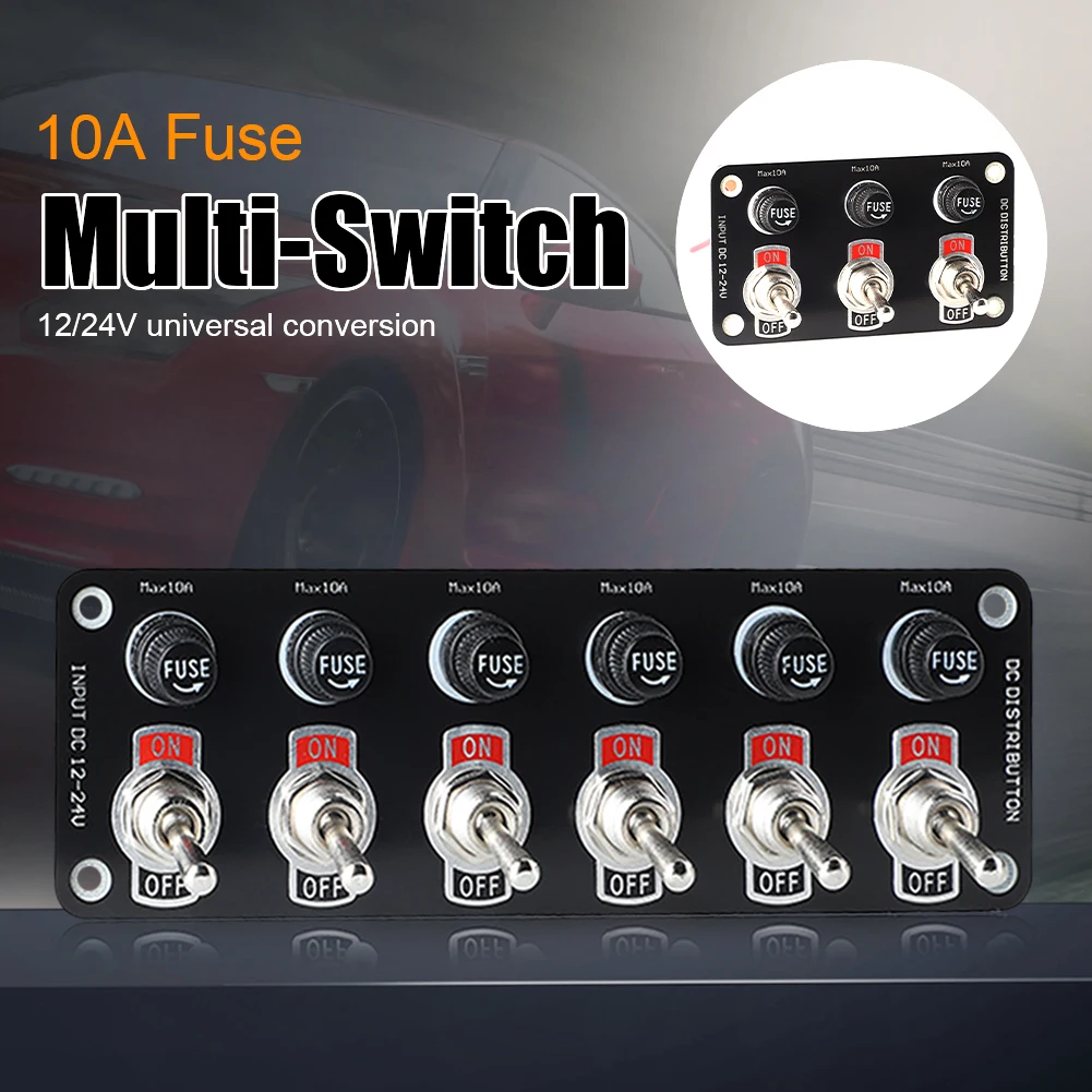 3 Gang/6 Gang Toggle Switch Panel 12V/24V On/Off Rocker Toggle Switch with 10A Fuse Racing Cars RV Camper Marine Boat Yacht