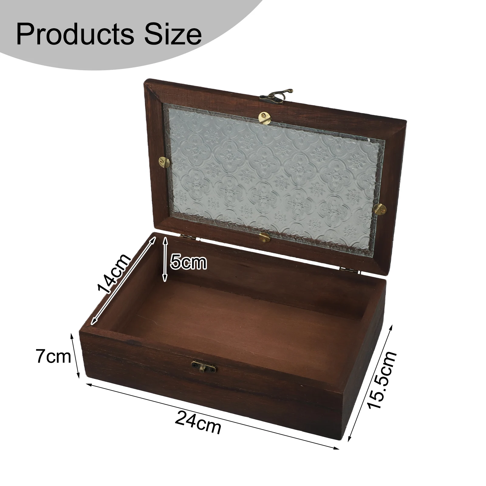Retro Style Solid Wood Box with Begonia Flower Glass Top for Desktop Organization and Nordic Interior Decoration