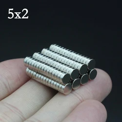 공예품용 초강력 네오디뮴 자석, 소형 디스크 자석, N35 희토류 NdFeB 원형 자석, 5x2mm, 20 개, 50 개, 100 개