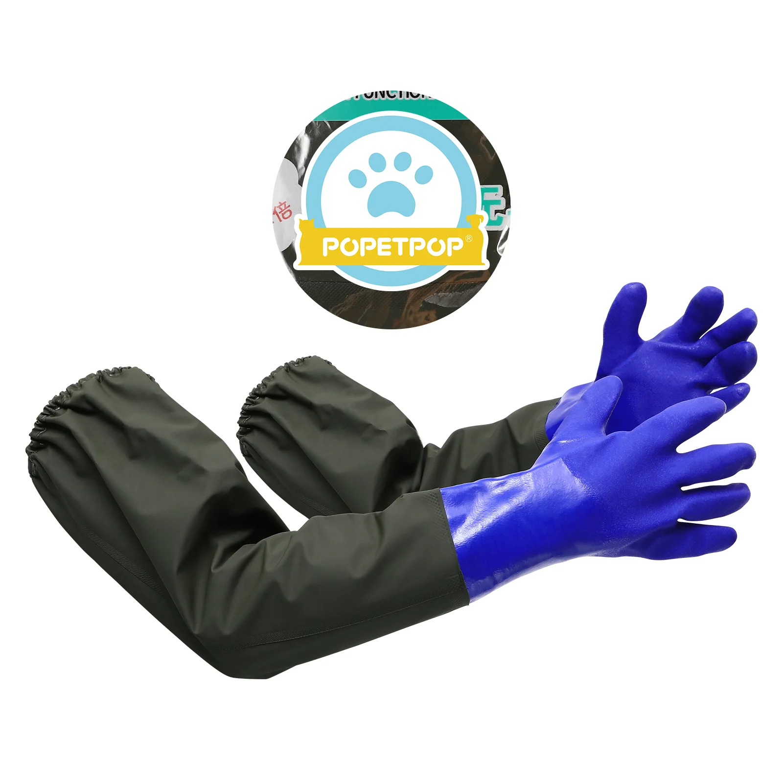 1 Pair Long Aquarium Gloves Waterproof Rubber Gloves Fish Tank Maintenance Gloves Water Change Gloves