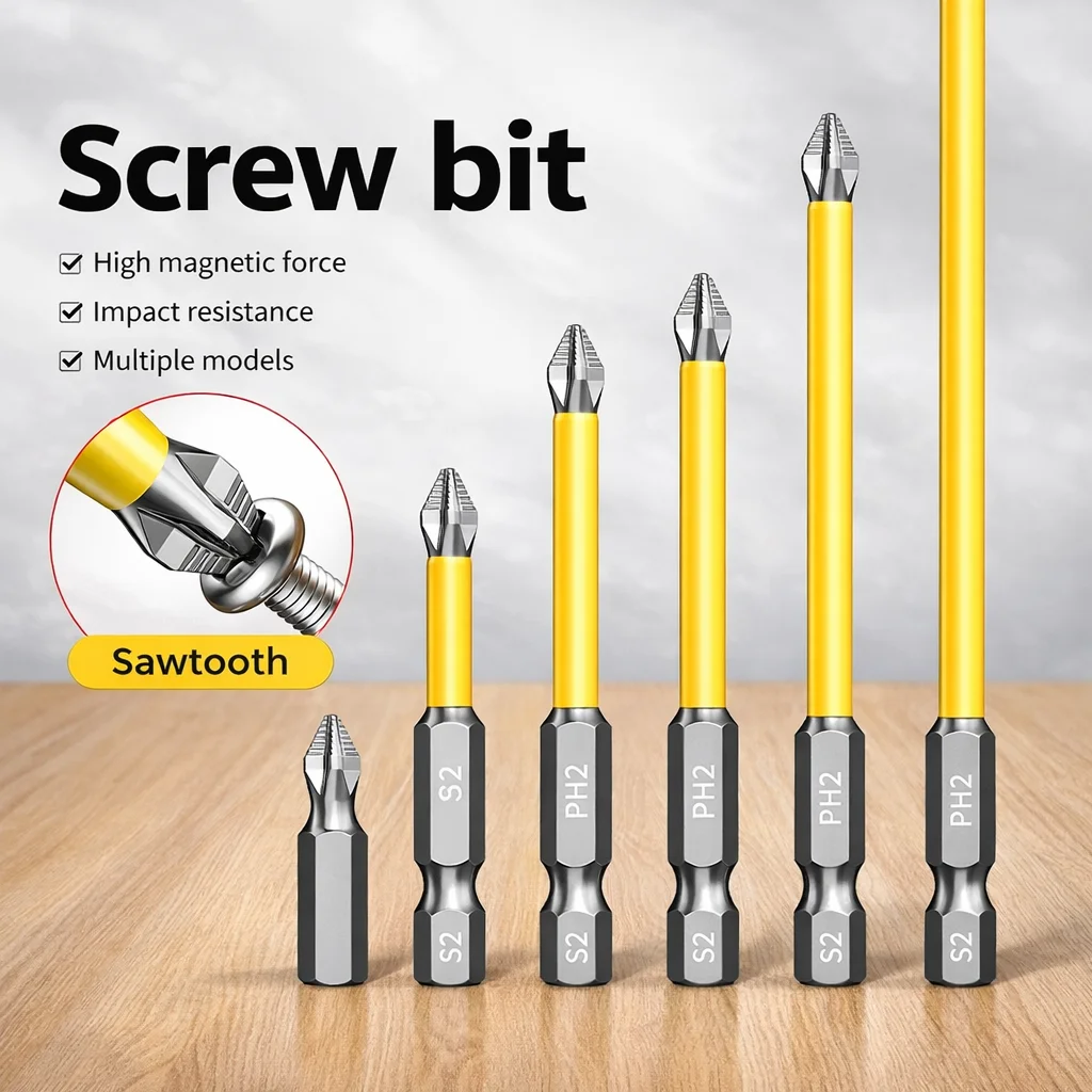 Anti-Slip and Shock-Proof Bits Screwdriver Bits High Hardness Strong Magnetic 25/50/65/70/90/150mm PH2 Screwdriver Set