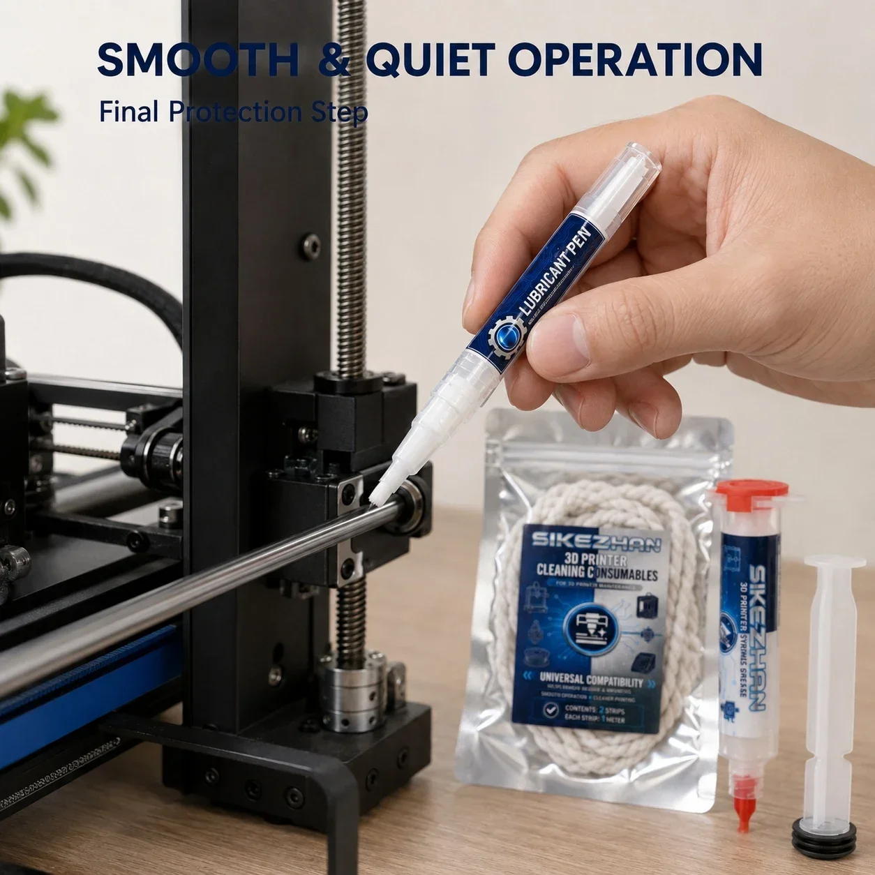 Komplettes 3D-Drucker-Wartungsset, Schmierölstift, Fettspritze und Reinigungsseil für Linearschienen, Gewindespindeln und FDM-Drucker – Detail 5