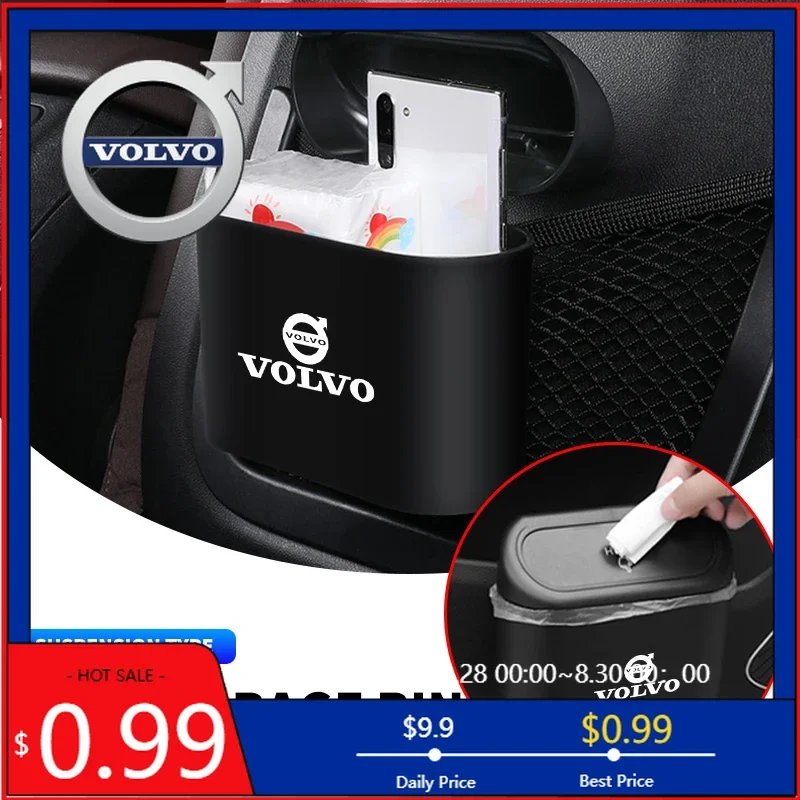 

Универсальный кронштейн для автомобильной двери, портативный мусорный бак, органайзер для хранения с логотипом Volvo, для моделей XC-Classic, V60, V40, XC90, S60, XC60, V70, S90, XC40