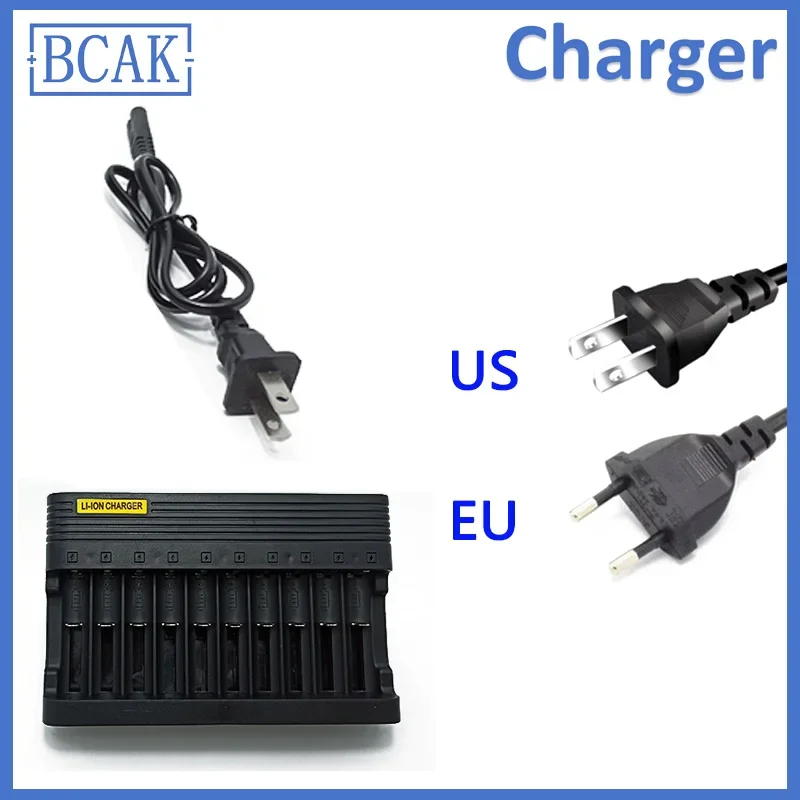 4.2V 10 Slots Battery Charger for Li-ion Lithium Battery 18650 26650 25500 16340 14500 10440 17500 14430 with LED Indicator