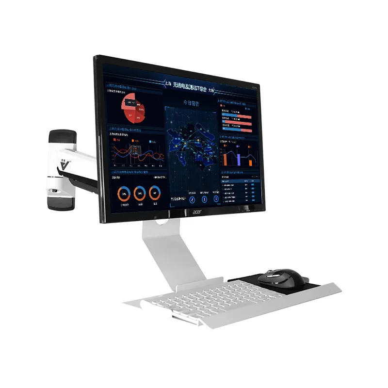 Wall Mount Monitor Arm Load Bearing Industrial Medical Equipment Mechanical Monitor Stand with Keyboard Tray T8