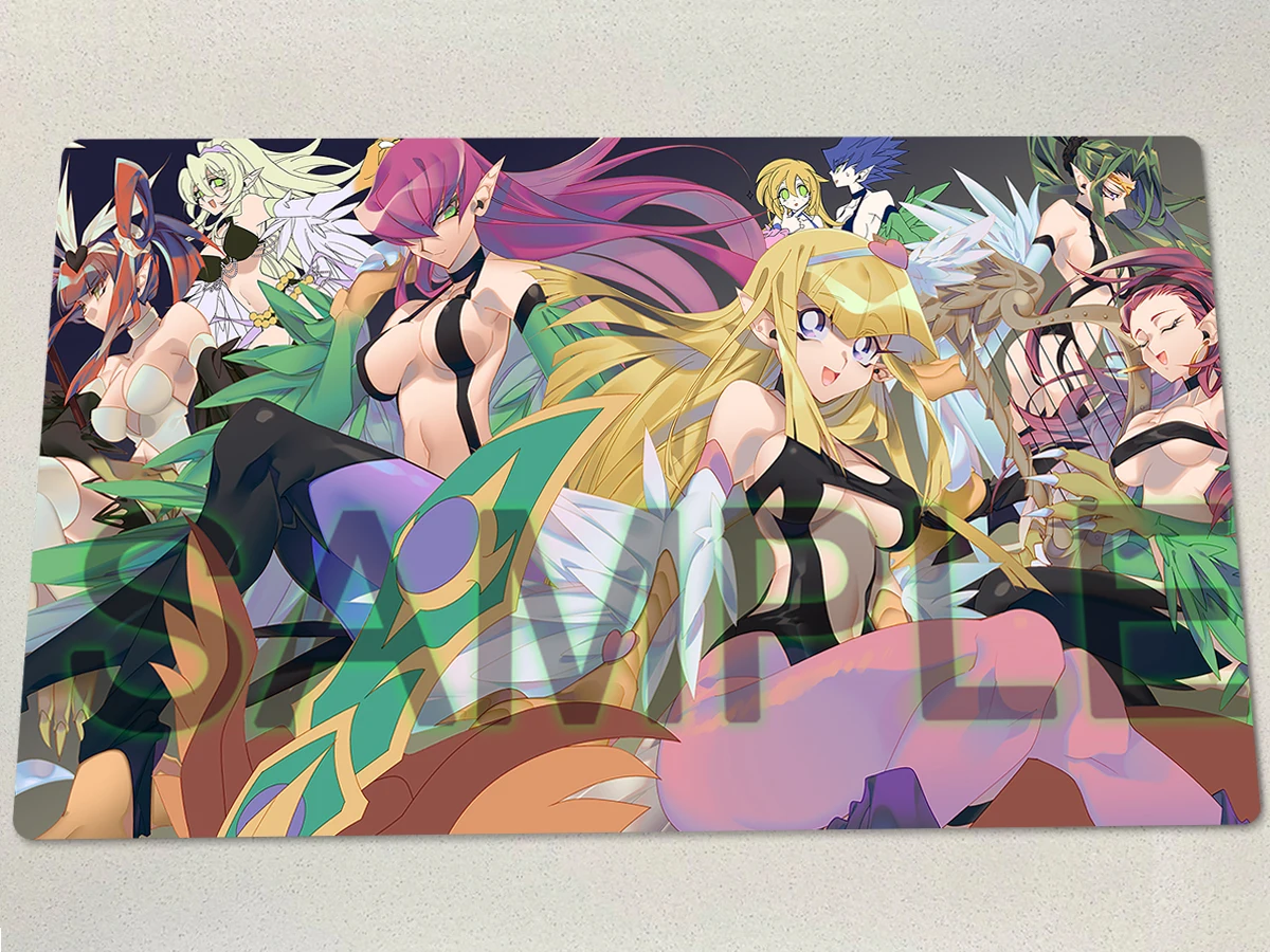 

YuGiOh Harpie Lady Sisters Playmat Harpie Girl TCG CCG Коврик Harpie Harpist Настольная игра Коллекционная карточная игра Коврик для мыши Бесплатная сумка