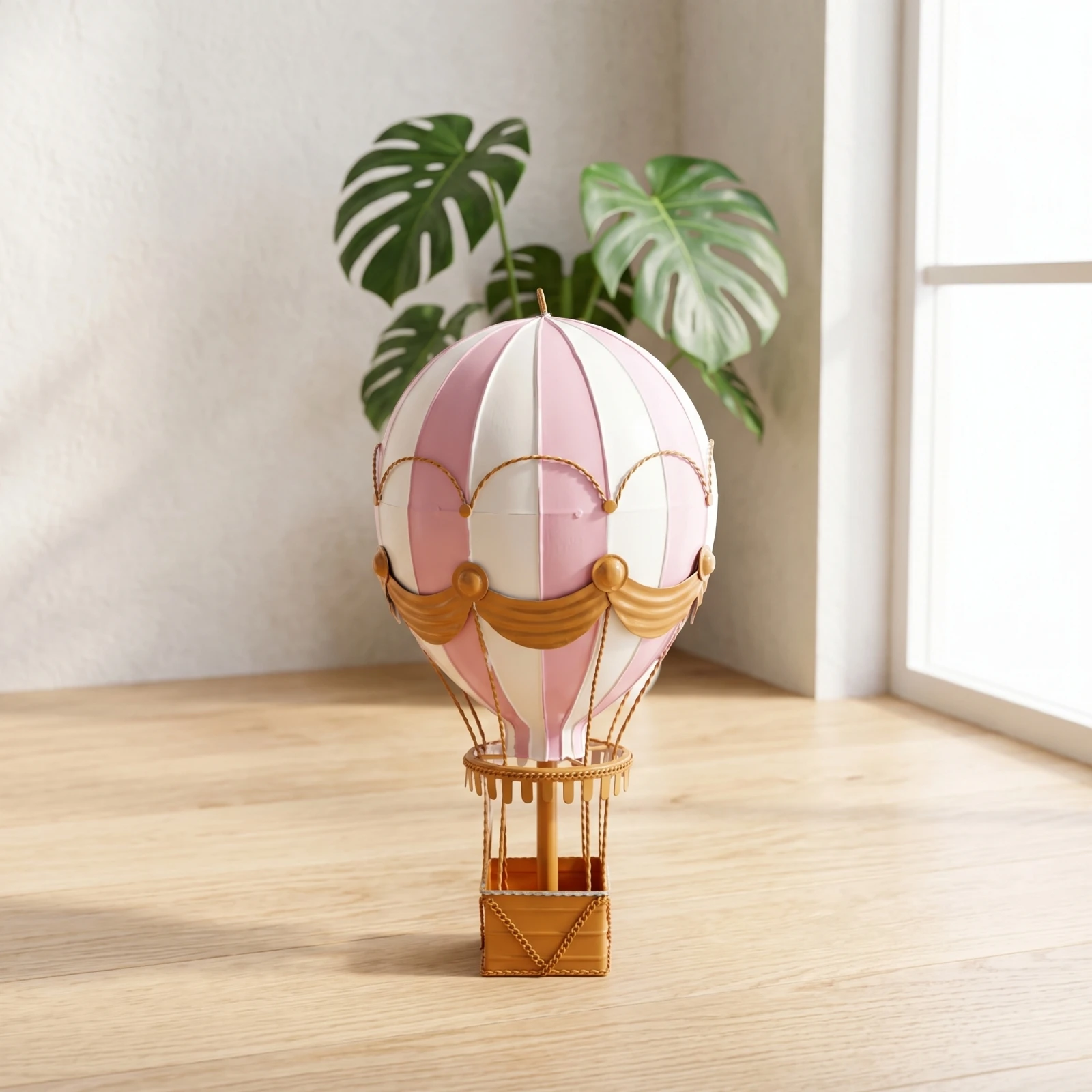 Hot Air Balloon Ornament Scalloped Metal Hot Air Balloon Window Hanging Ornament Sculptural Sculpture Lightweight