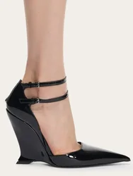 2025Women's Summer New Thick High Heel Sandals Fashion Pointed Slope High Heel Banquet Wedding Women's Large Dress Sandals