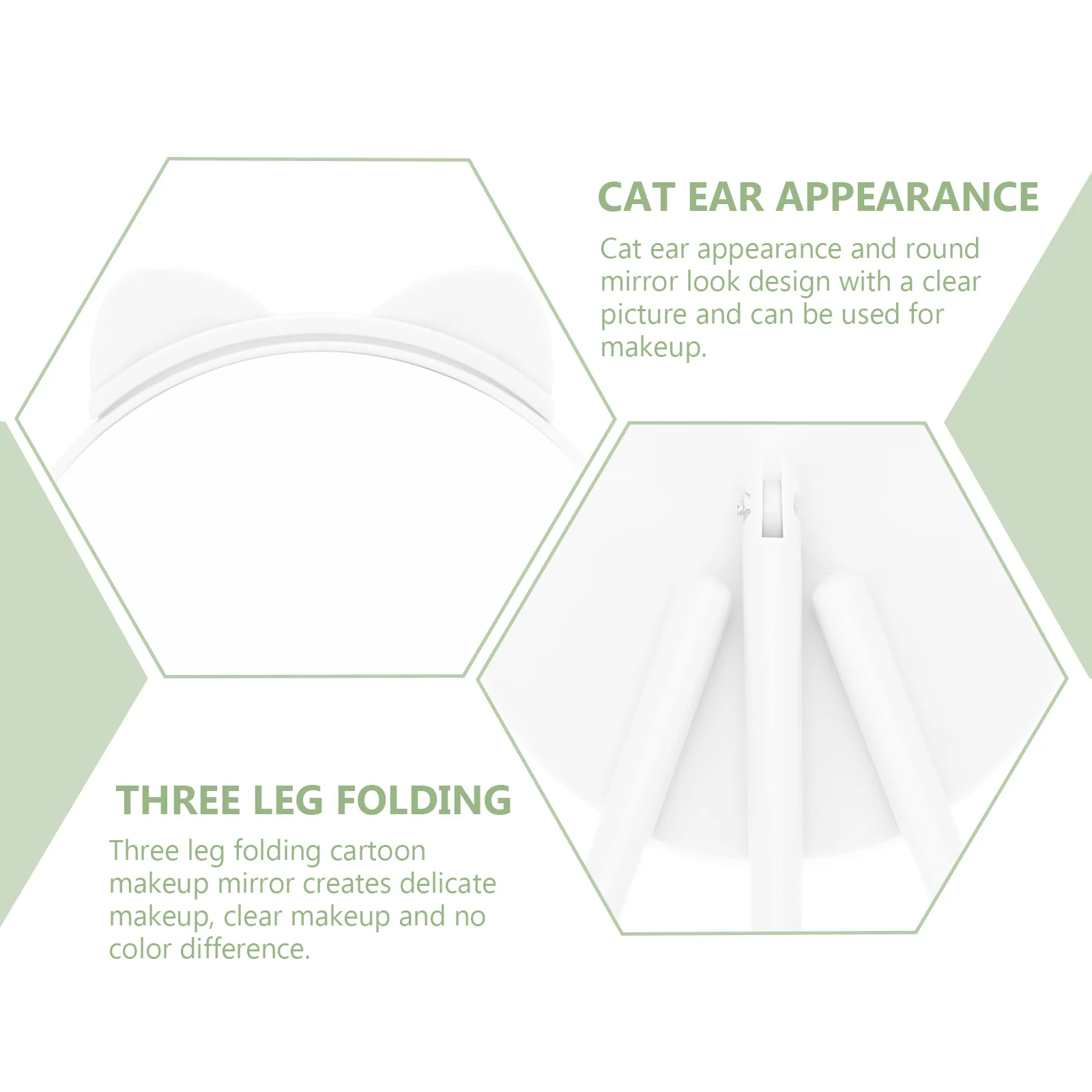 

1Pcs Cat Ear Mirror with Round Desktop Design for Makeup and Skincare High-Definition Tabletop Mirror Tripod Base
