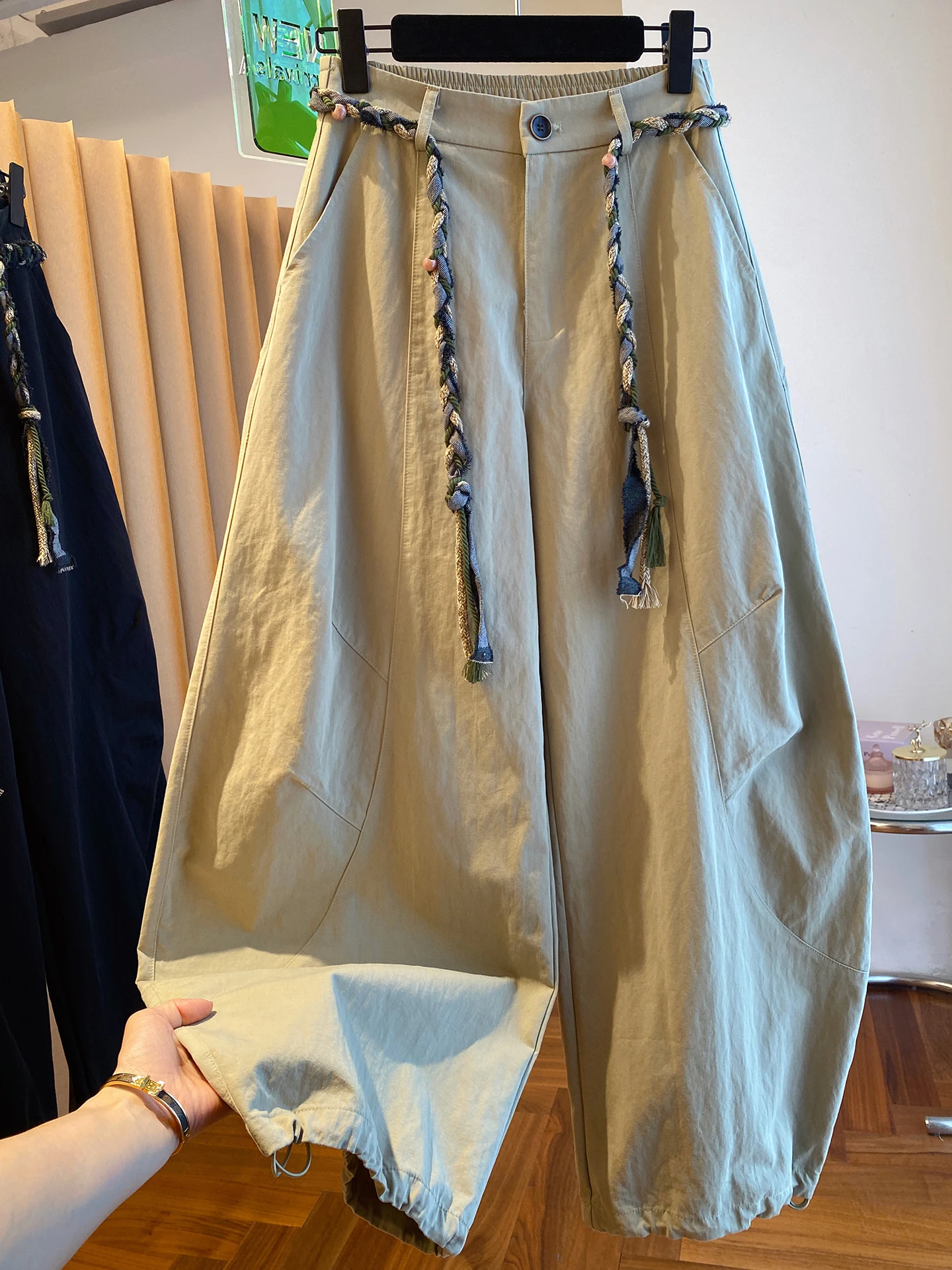 Hose für Damen, Baggy, Winter, Wolle, mit Fleece gefüttert, verdickt, gepolstert, Plüsch, Anti-Kälte, winddicht, Outdoor, Cargo-Stil, funktionell, Vintage