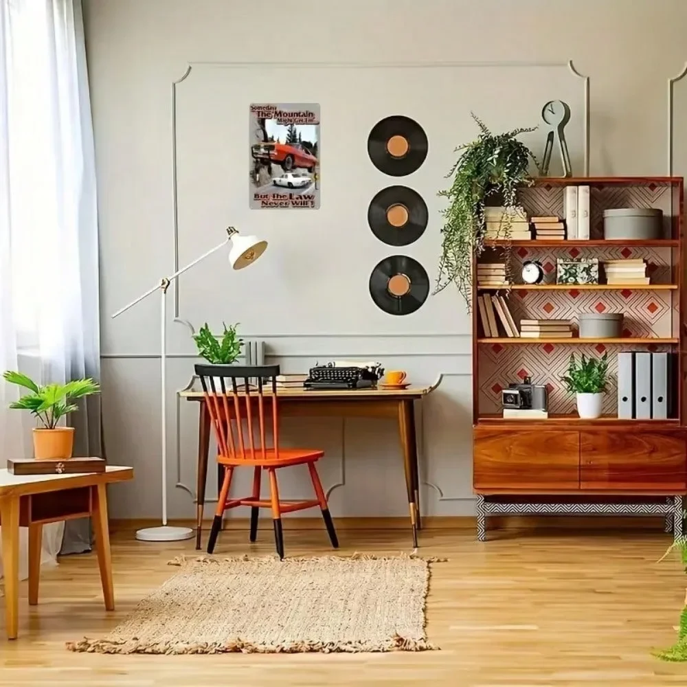 1 قطعة اللوحة الصفيح الرجعية! لوحة حديدية مقاس 8 × 12 بوصة "في يوم ما يصل إلى الجبل، ولكن لن القانون أبدًا" - لوحة فنية جدارية مضحكة #3