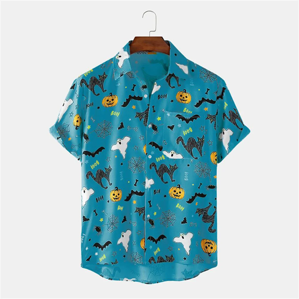 Hawaiian Shirt For Men Summer Men\'s Shirt Anime Cat Print High Quality Men\'s Clothing Simple Fashion Daily Outdoor Street Style