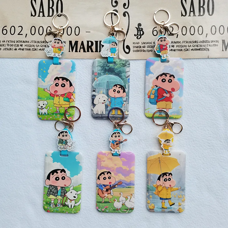 

2025 Crayon Shinchan держатель для карт мультфильм милая студенческая карта транспортная карта рабочий держатель для удостоверений личности брелок