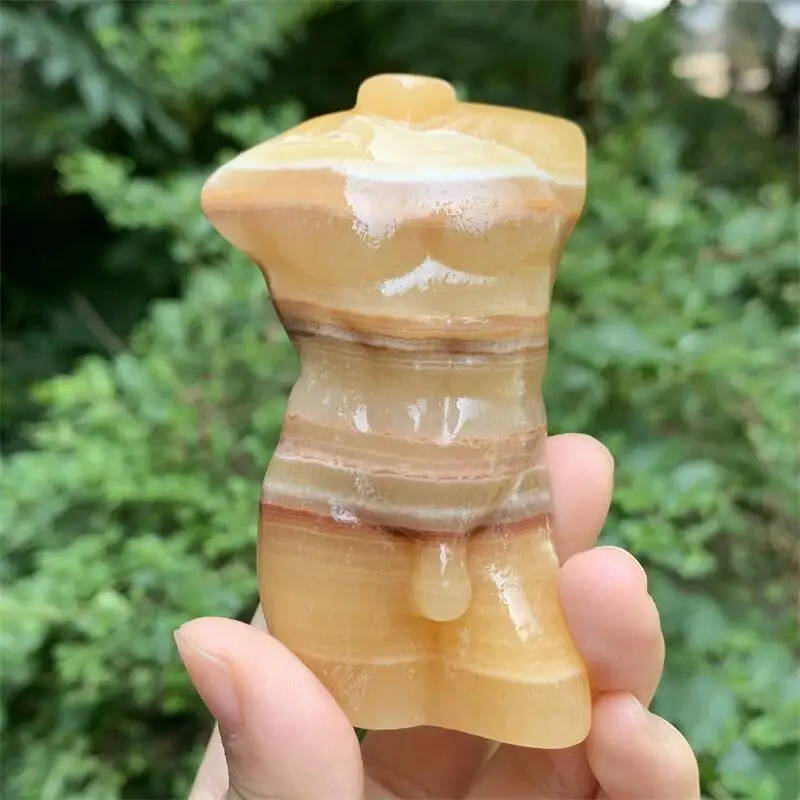 Natural Calcite Crytal Statue Crystal Carved Model Torso Energy Gem Body Sculpture Decorate Gift 1pcs