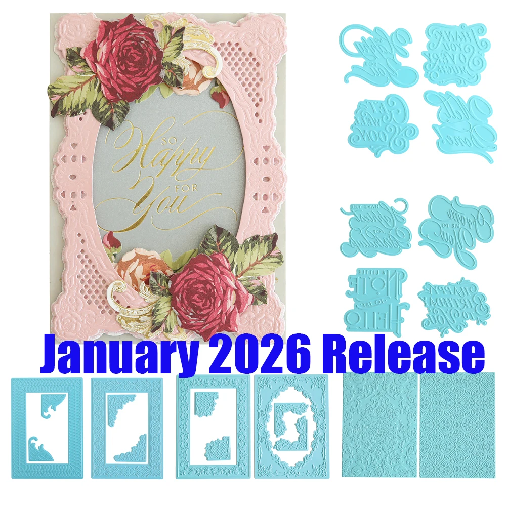 

Gilded Birthday & Friendship Damask Hot Foil Metal Cutting Dies for DIY Scrapbook Handmade Holiday Gift Valentine's Day 2026 New