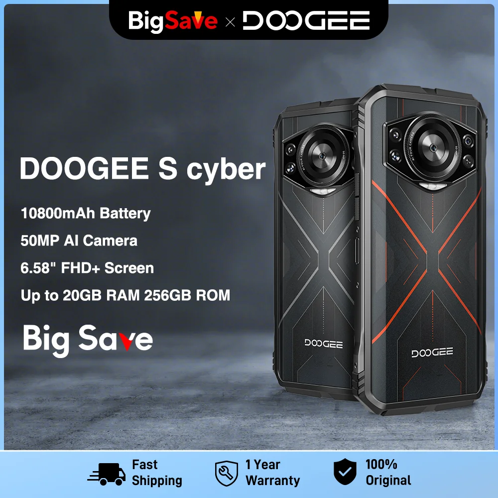 Смартфон глобальная версия DOOGEE S защищенный в Интернете, экран 6,58 дюйма, 90 Гц, IPS, 8 ГБ + 256 ГБ, Android 14, аккумулятор большой емкости 10800 мАч, основная камера 50 МП с искусственным интеллектом