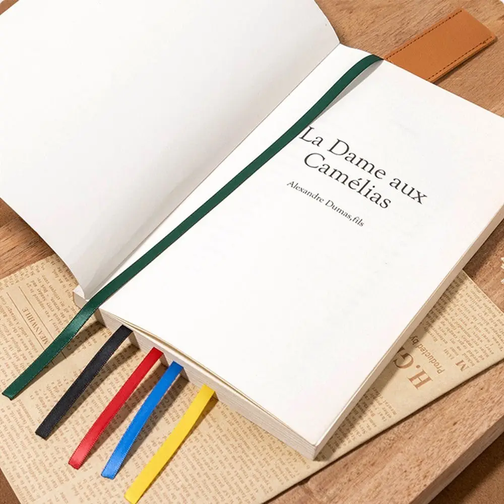 Reading Bookmark Bookmark With Ribbons Pagination Mark Multi-color Corner Page Marker Handcrated PU Leather Book Paginator