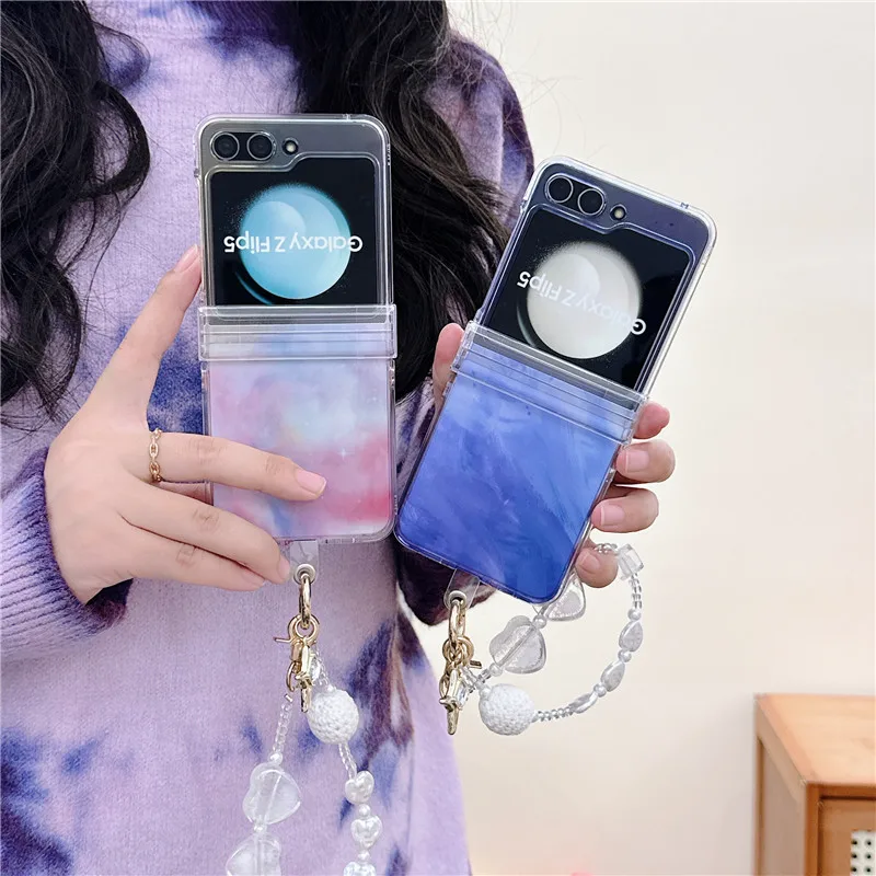 Korean Cute Bracelet Phone Cases For Samsung Galaxy Z Flip 3 4 5 Hard PC Shockproof Cover Case For Samsung Z Flip5 ZFlip5