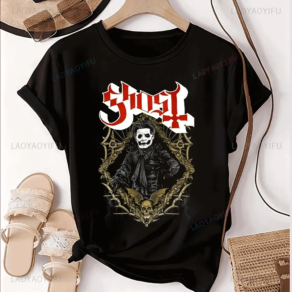 Streetwear Swedish Rock Band Ghost Band Printed T-shirt Top Ghost Band Trend Short Sleeve Unisex Shirt Graphic Oversized T-shirt