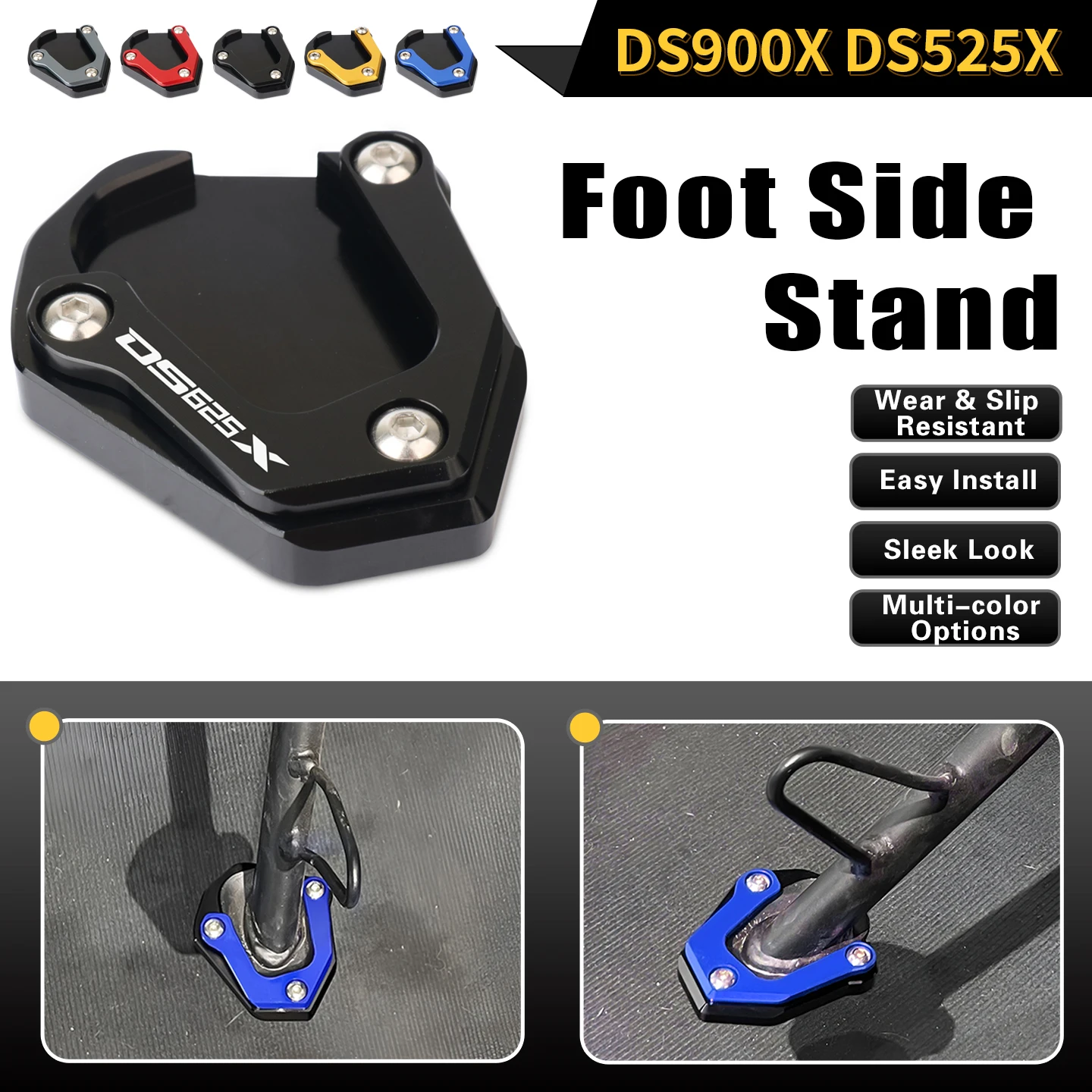 For VOGE DS525X DS625X DS900X 900DSX 625DSX 525DSX DSX 900 625 Motorcycle Kickstand Foot Side Stand Extension Pad Plate Bracket