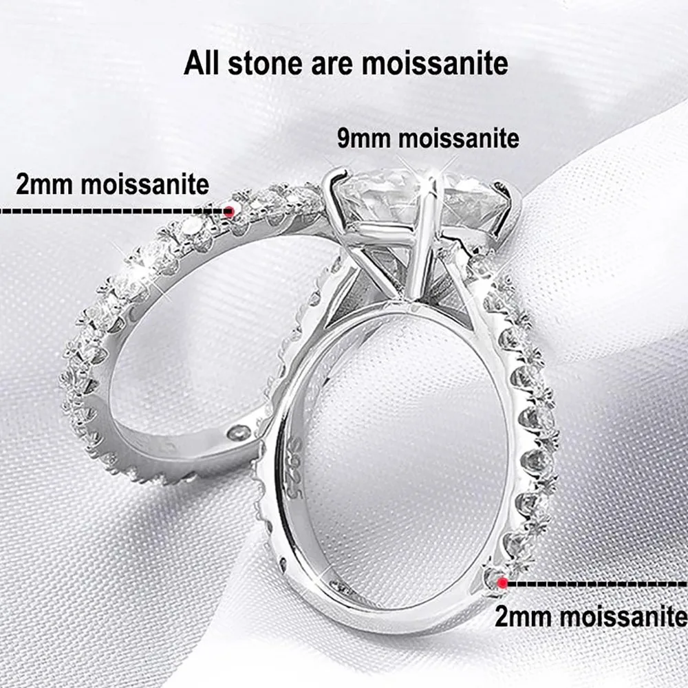 3CT Full Moissanite Ring Sets For Women 925 Sterling Silver Diamond Engagement Wedding Band Gift Jewelry GRA Certified Wholesale
