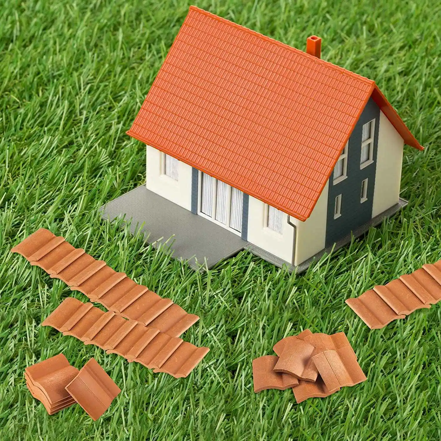 B05C-200Pcs Dach Fliesen Gebäude Set Miniatur Fliesen Mini Puppenhaus Schindeln Gefälschte Fliesen Landschaft Küche Garten Zubehör