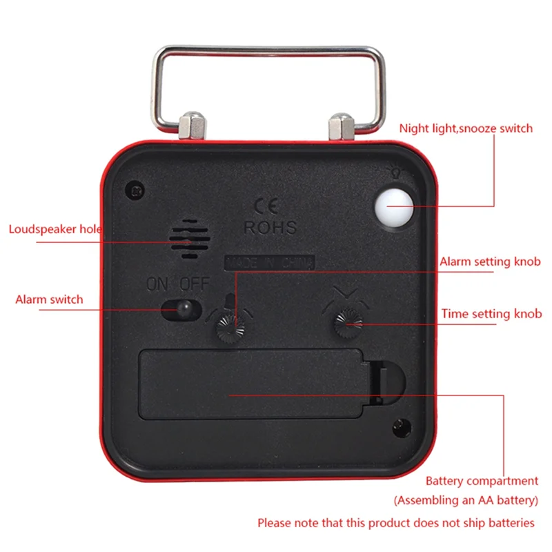 ساعة منبه مربعة معدنية صغيرة من My Home، ساعة صامتة لسطح المكتب، ساعة كوارتز مضيئة للنوم للطلاب #3