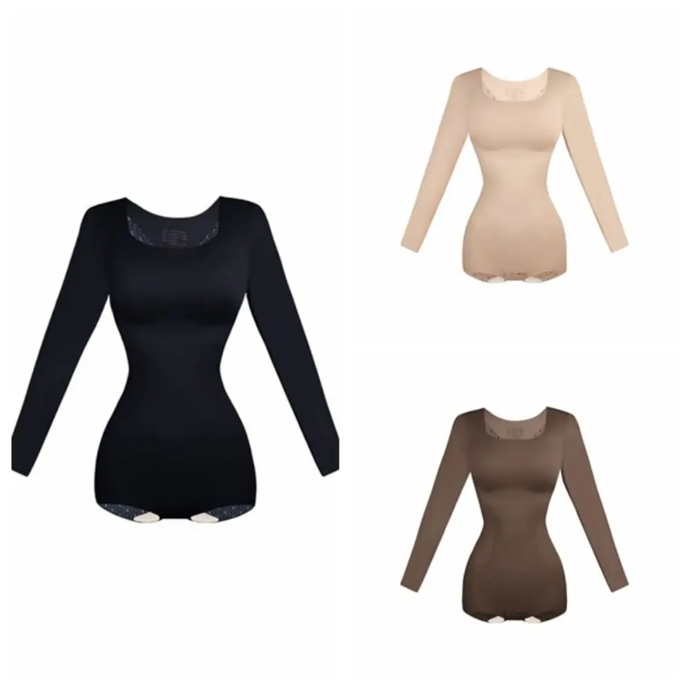 ملابس داخلية برقبة على شكل حرف U ملابس داخلية ضيقة للتحكم في البطن ملابس داخلية بدون خياطة للنساء بأكمام طويلة لرفع المؤخرة بدلة يوجا صيفية #6