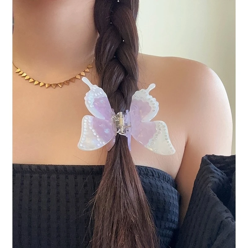 

Sweet Fairy Diamond Butterfly Hair Claw Clips Acetate Colorful Crab Hair Clip Hairpin Shark Clip for Woman Girl Hair Accessories
