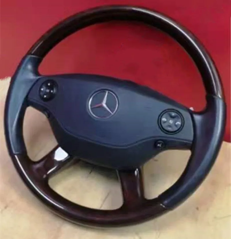 For Benz w221 2006 Black leather steering wheel cover on left and right sides