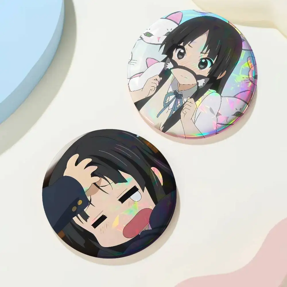 Cartoon M-Mio Akiyama For Badge Custom Laser Hologram Enamel Pin Badge Metal Lapel Brooch For Clothes Bag Accessory Gift