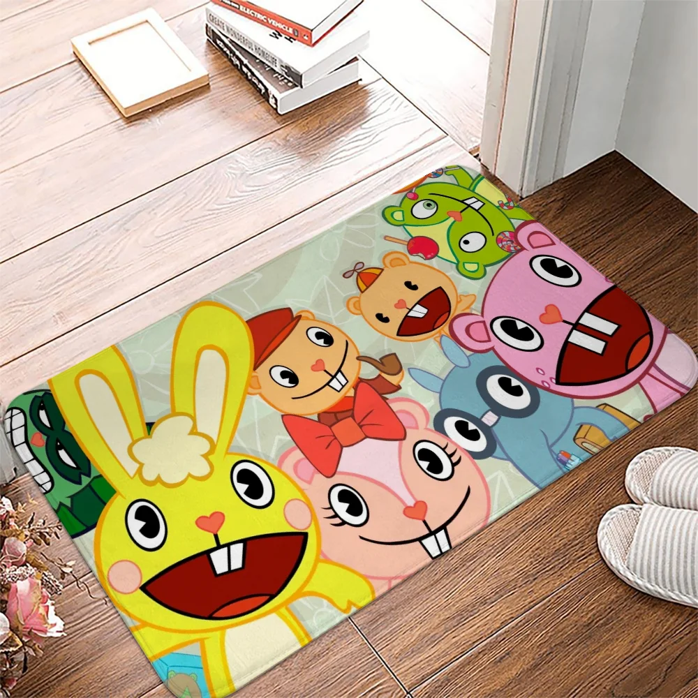 H-Happy Tree Friends Floor Mat Bath Room Mats Cute Rug Entrance Doormat Custom Bathroom Carpet Home Carpets Rugs Foot Kitchen