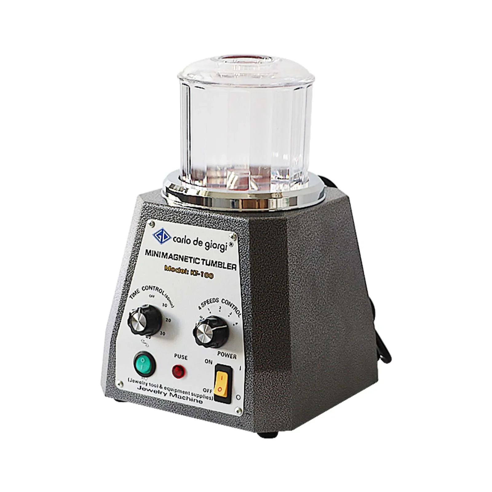 KT 100 Magnetic Tumbler Magnetic Polisher 4 Speed Control 2000RPM Jewelry Polishing Machine for Polish Gold Intricate Details