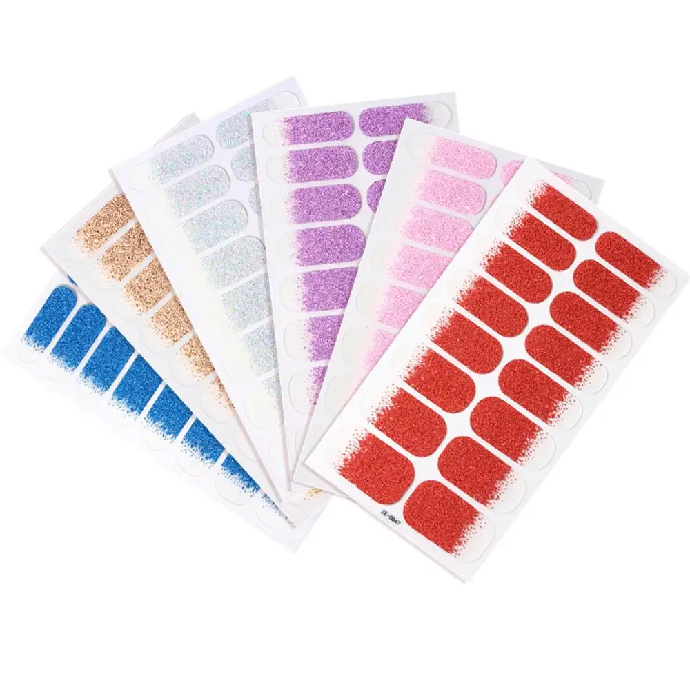 ✨ Autocollants pour ongles auto-adhésifs, 16 pièces, faux ongles imperméables à paillettes progressives |   Kit de manucure DIY pour usage domestique |   Cadeau de Saint-Valentin