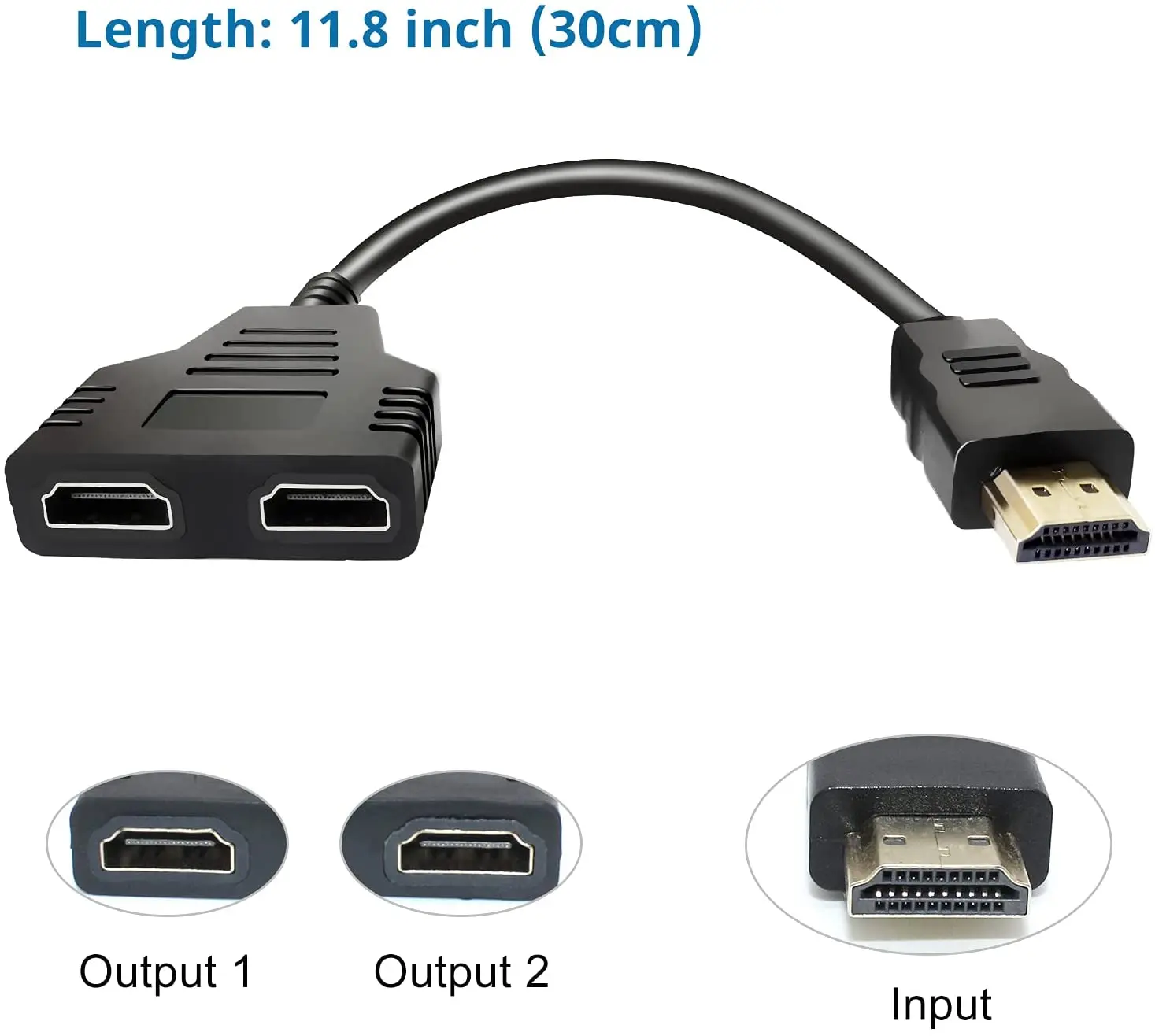 HDMI-compatible Splitter Adapter Cable 1 in 2 Out HDM-compatible Male to Dual Female 1 to 2 Way for HD, LED, LCD,Two The Same TV