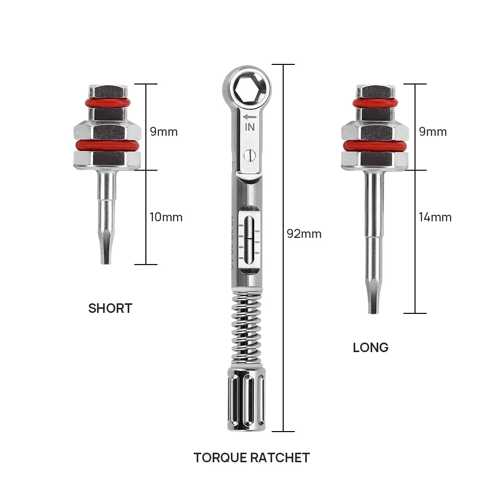 Universal Dental Implant Abutment Surgical Torque Wrench 10-40 Ncm Hex Ratchet 12 Drivers