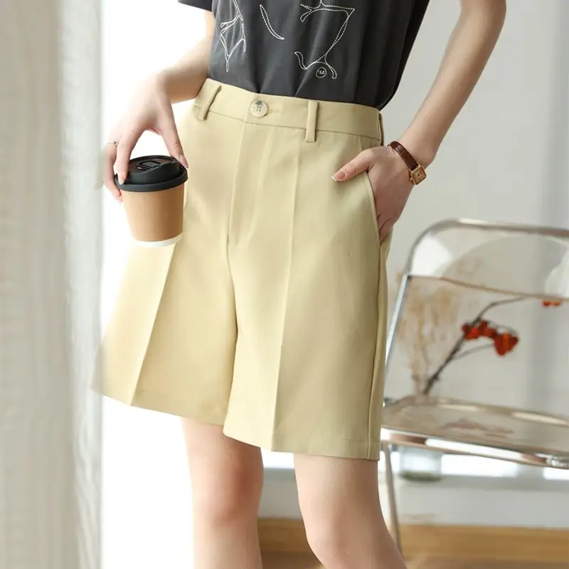 

2024 Street Famous Pants Women Elegant High Waist Female A-Line Wide Leg Suit Short Sexy Club Loose Hot Shorts New Pants F60