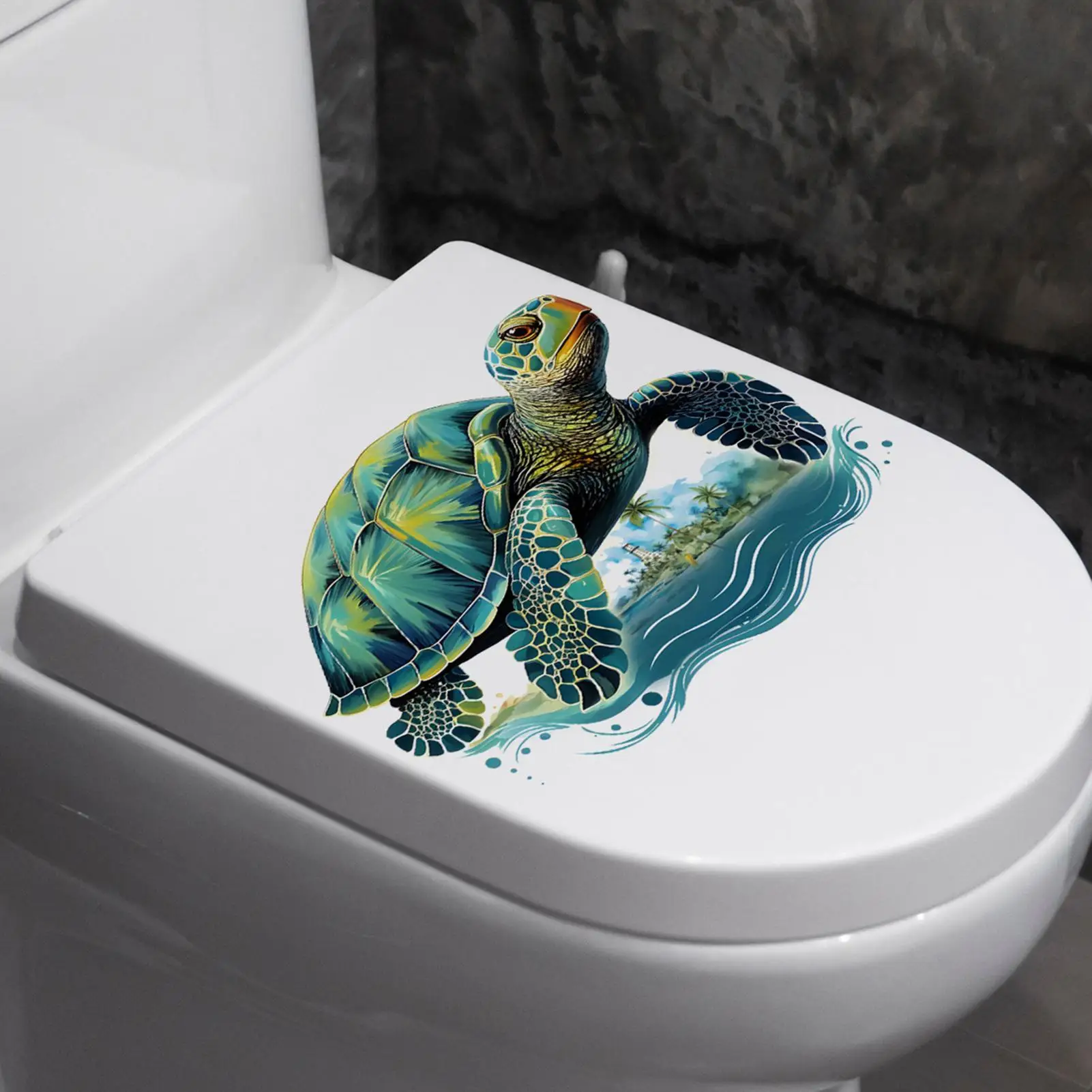 Bathroom Stickers for Wall Self Adhesive Sea Turtle Toilet Stickers Cartoon Multifunctional Waterproof Backdrop Decor Removable