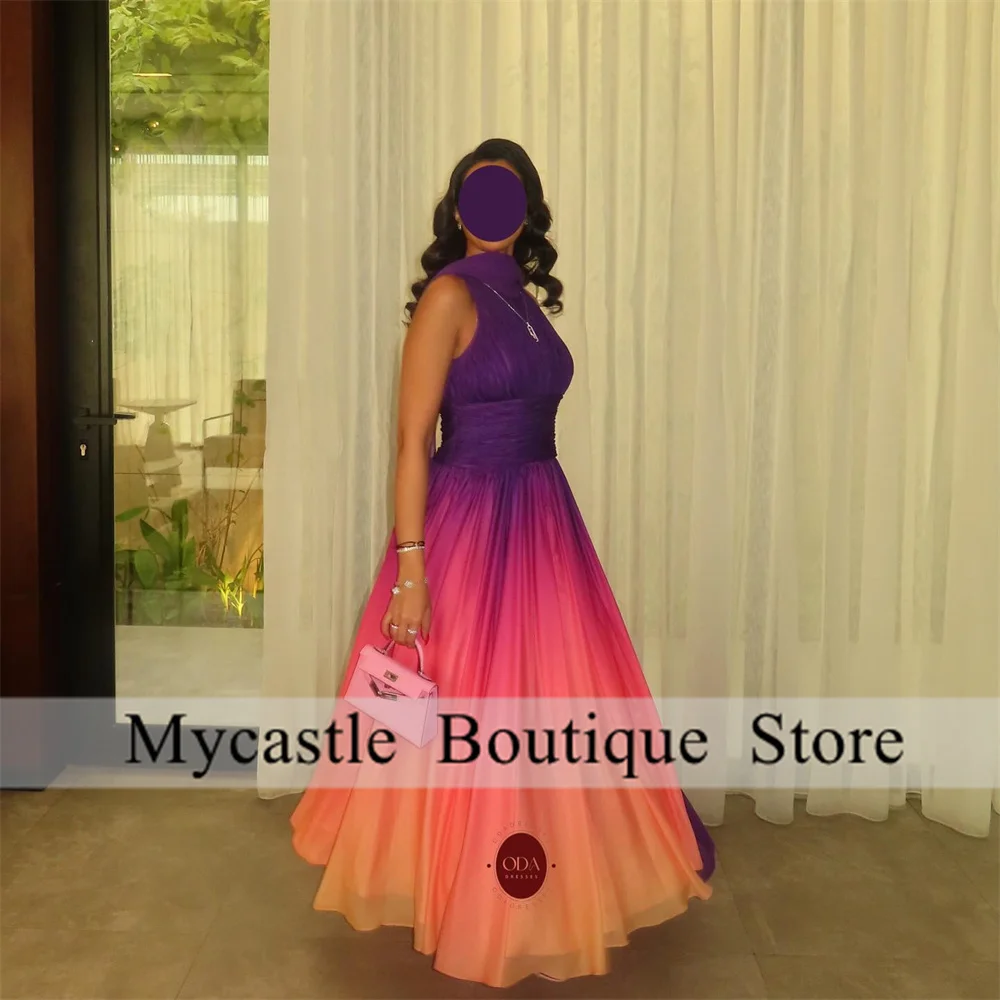 

New Gradient Purple And Orange Mermaid Evening Dresses 2025 Strapless Arabic Wedding Party Gowns Dubai Prom Dress Customized