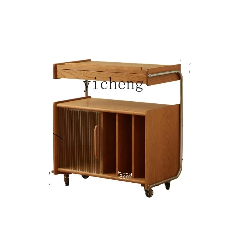 

TQH solid wood bookcase Nordic glass door storage cabinet living room bedroom side Japanese bookshelf magazine display cabinet