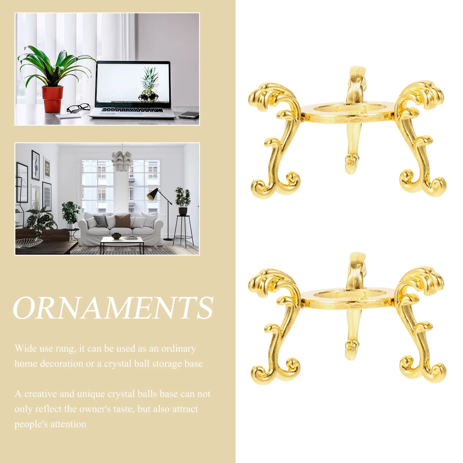 

2Pcs Alloy Crystal Ball Stand Crystal Sphere Holder Creative Decorative Display Base Desktop Display Rack for Home Adornment