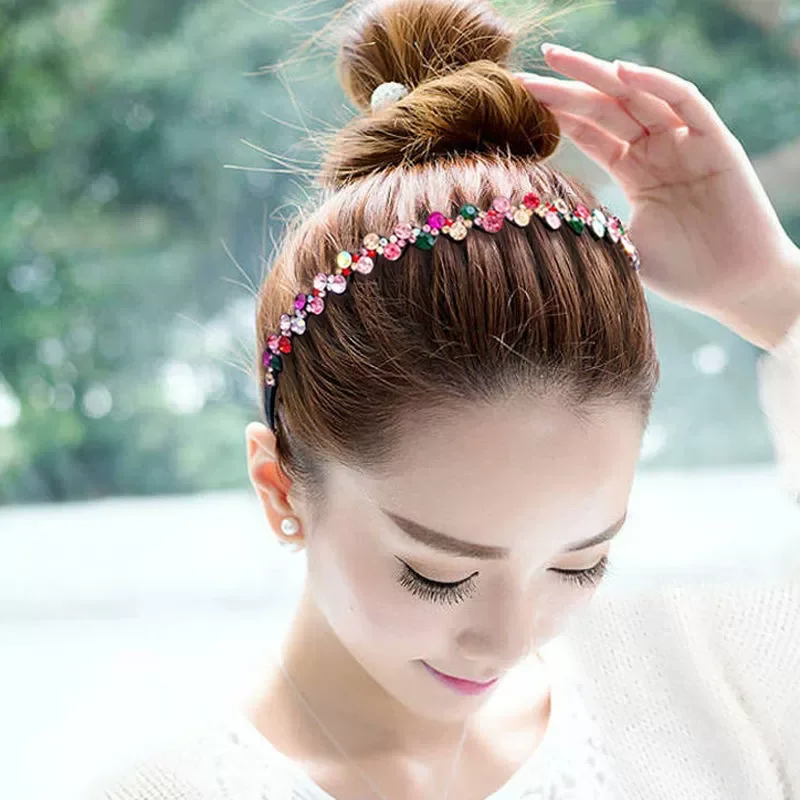 

Women's Hair Styling Tools Rhinestone Headband with Teeth Anti Slip Hairbands Face Wash Hair Clip Female Girl Hair Accessoires