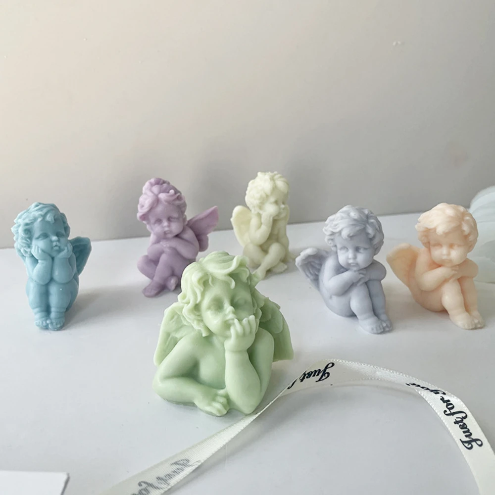 Multi Style Wings Angel Candle Silicone Mold Human Baby Gypsum Doll Making Tool Cupid Resin Wedding Decor Birthday Gifts for Mom