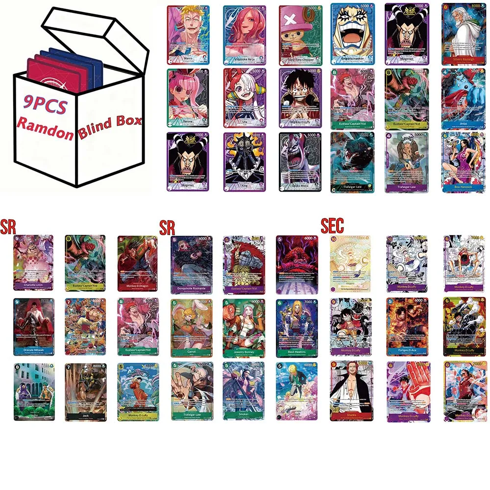 

Anime One Piece OPCG English Leader Rarity SEC SR Luffy Sabo Zoro Nami Law Ace Sanji Game Collection Cards Optional Blind Box