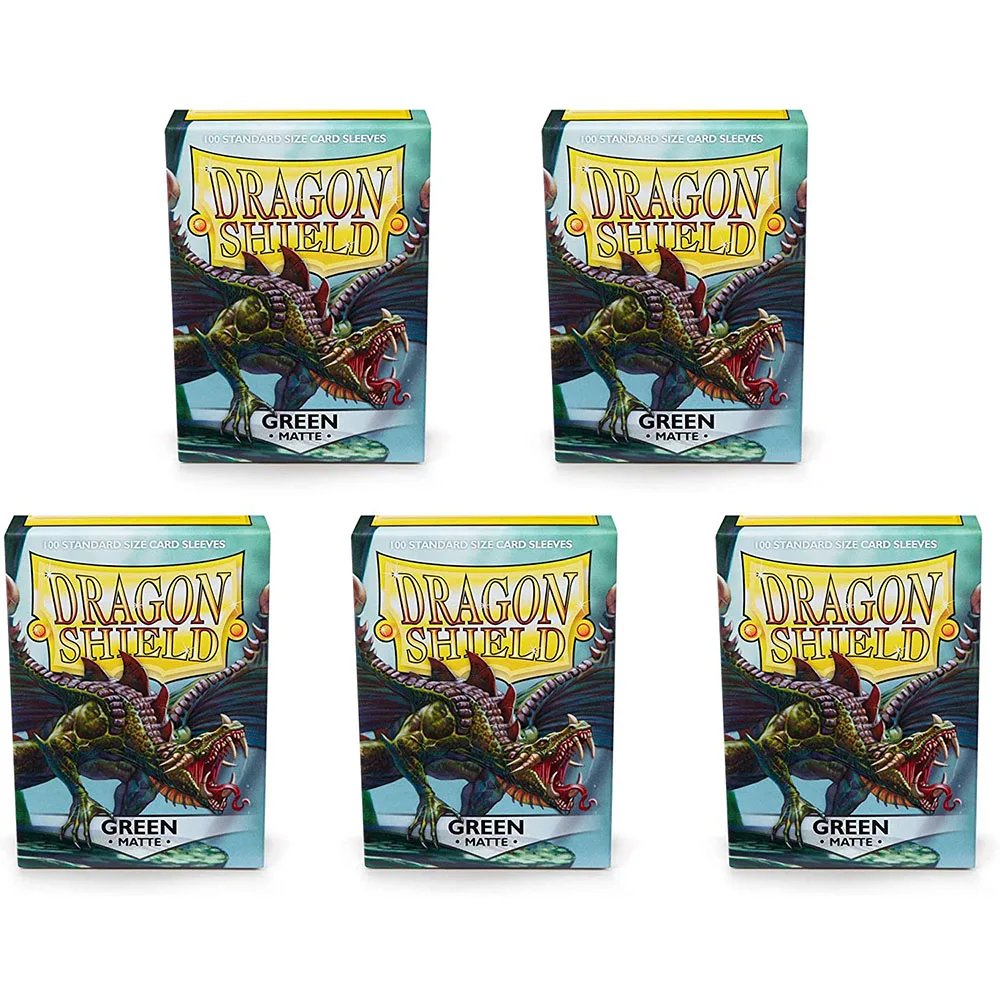 

5 Packs Dragon Shield Matte Green Standard Size Card Sleeves Cards Cover MGT Cards Protector for PKM/Star Reals Board Games